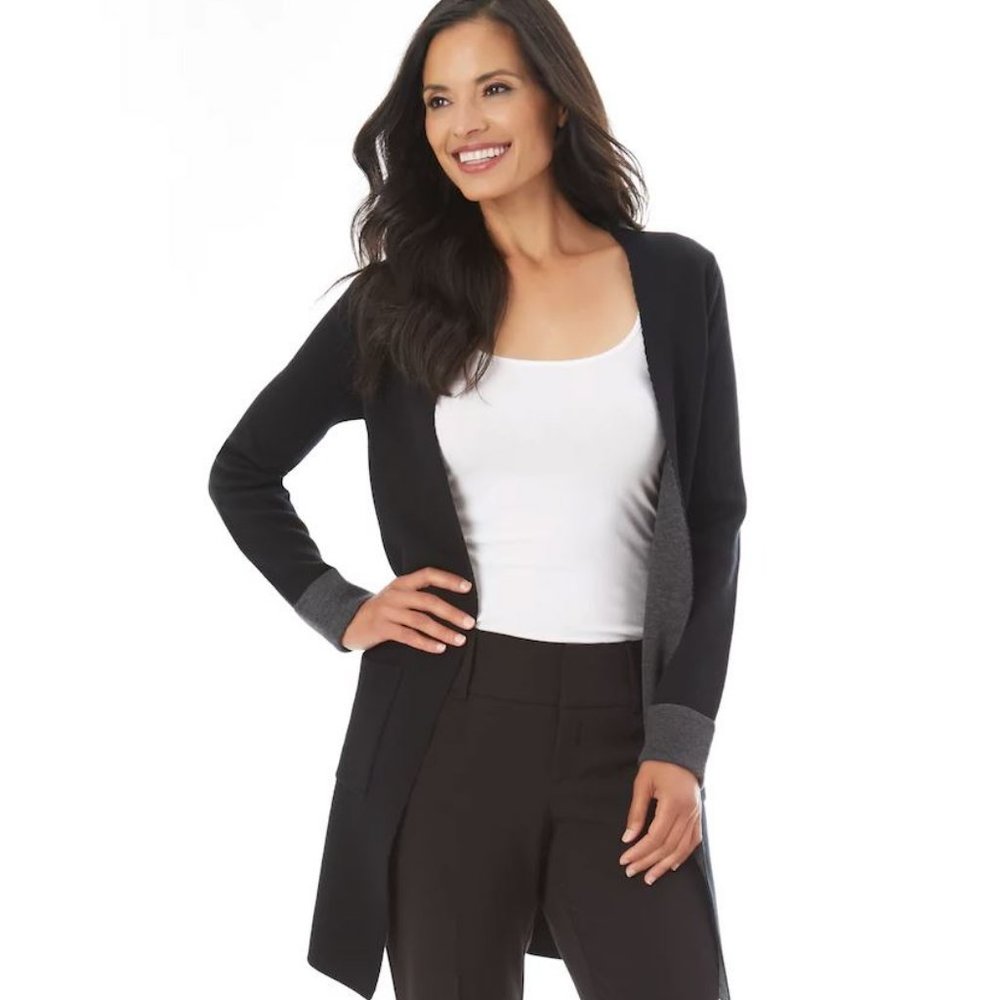 Apt 9 Open Long Cardigan Sweater Coatigan Small black